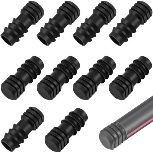 poeland 13 mm (1/2 Inch) Stop End Irrigation Hose End Connector, Black Plastic Barbed Garden Hose Parts, Soaker Hose Connectors End Plug for Garden Drip Irrigation, Watering System (10 PCS)