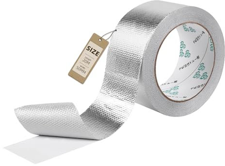 Supaway Nastro adesivo in alluminio rinforzato con fibra di vetro 50mm x 20m impermeabile e resistente al calore Nastro in alluminio resistente all'acqua e al calore per sigillare, riparare e isolare