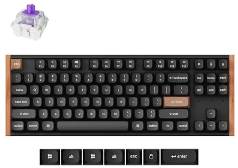 Keychron K8 HE 80% ANSI Wireless Mechanische Tastatur mit Magnet-Schaltern & Hot-Swap - Bluetooth/2.4GHz/USB-C, RGB-Beleuchtung QMK-Programmierung für Mac/Win, Holzdesign