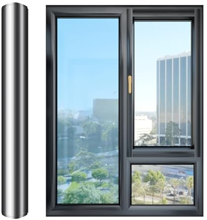 Film D'intimité Pour Les Fenêtres - Film Miroir Auto-adhésif Avec Soleil Et Protection Thermique | Protection Jetable Pour Les Portes En Verre, Les Fenêtres Et Le Balcon | Film De Teinture Pour La Rég