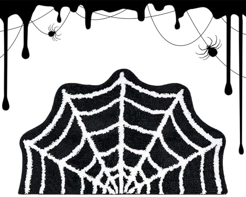Tappeto di Halloween, decorazione spettrale con ragnatela, tappeto antiscivolo, decorazioni di Halloween per interni ed esterni, camera da, ingresso, porta d'ingresso, patio, cucina, doccia