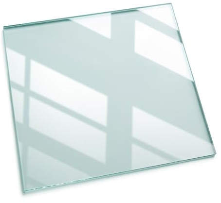 Piano per Tavolo Quadrato in Vetro Temperato 60x60 cm | Lastra di Protezione | Nessun Montaggio | Cuscinetti Antiscivolo | Bordi Lucidi | Superficie Liscia | da Cucina e Sala da Pranzo - Trasparente