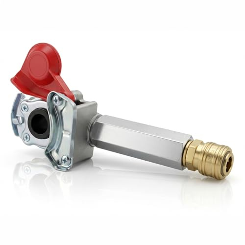GRUBENSTAHL® LKW Kupplungskopf Rot mit Alu-Griffverlängerung & Druckluftkupplung NW 7.2 – Premium Werkstatt-Adapter zum Reifenfüllen & Prüfen – Made in Germany Komponenten