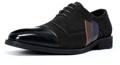 Allthemen Hombre Zapatos Formales Punta Afilada Oxford Color Liso Superior Patchwork Ligeros para Negocios y Bodas, Negro, 43
