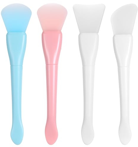 4PCS Silicone Face Mask Brush Applicator Soft Facial Mask Brush BB CC Cream Spatula Flexible Facial Mud Masks Applicators Hairless Body Lotion Butter Applicator for Clay Charcoal Body Lotion
