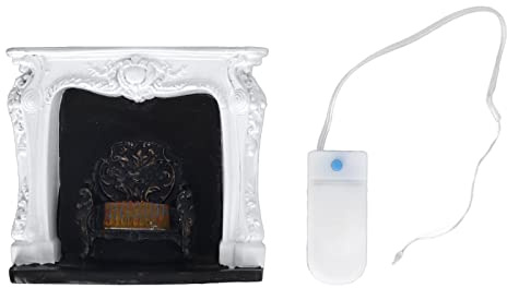 Outdoorm Maison de poupée LED cheminée Style Rococo Simple Interrupteur contrôle Portable résine 1:12 Maison de poupée Miniature décoration