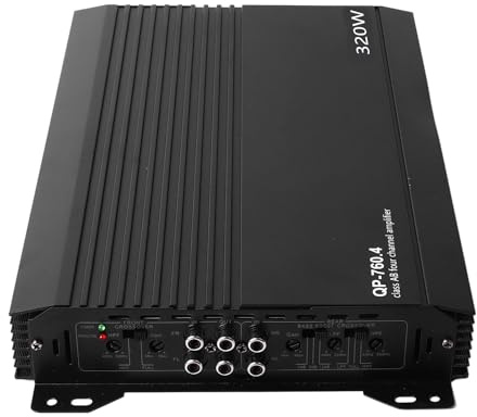 YUEHISY Amplificador Estéreo para Automóvil Aleación de Aluminio de 4 Canales con de Enfriamiento Eficiente para Parlantes de Automóvil, Terminales Duraderos y Fusible de Cobre de Seguridad,