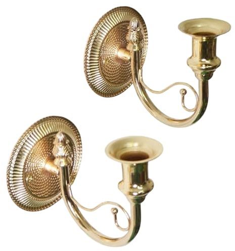 Ngbbby Sconces Set Of 2, Vintage Wall Candle Sconces – Hammered Texture Iron Candle Holders, Gold, wall holder