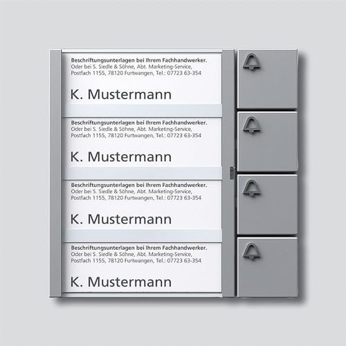 Siedle Tastenmodul 4 Tasten 1 mit N-System, TM 612-4 SM, silber metallic, 2544215