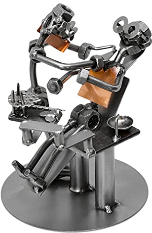 metalman24 Schraubenmännchen Zahnarzt - Handarbeit Geschenkidee Metallfigur Metallmännchen Stahlfigur Schraubenmännle - Deko für Büro & Zuhause