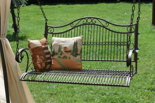 DanDiBo Hängebank Metall Garten 82505 Schaukel mit Ketten Gartenschaukel Baumschaukel Bank Hollywoodschaukel Schaukelbank