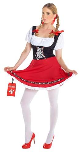 Morph Oktoberfest Dräkt Dam - Bayersk Dirndl Klänning med Inbyggd Korsett & Frontal Snörning för Vuxna Kvinnor, M