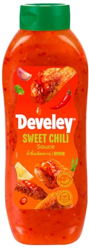 Develey Sweet Chili Sauce 1 x 875 ml – Süß-pikante Sauce mit Chili & Knoblauch – Vegan & vielseitig – Ideal zu Frühlingsrollen, Geflügel, Potato Wedges, Wraps & Meeresfrüchten