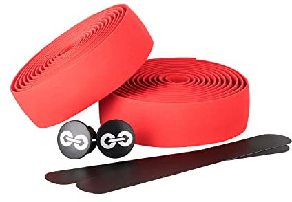 URBAN ZWEIRAD - Lenkerband Rennrad Rot - inkl. Endstopfen und Klebestreifen - Griffband Rennrad Rot extra griffig - 200 cm x 3 cm - 3 mm Stärke