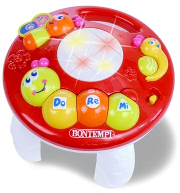 Bontempi - Babybeats Votre Table Musicale, 230x230x185 mm | 7 Mélodies Préréglées 3 Notes Musicales 2 Percussions Réglage du Volume Spectacle de Lumières Magique