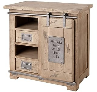 MASSIVMOEBEL24.DE Commode Manguier Beige laqué Railway #323 | 70x45x70 cm (BxTxH)33kgIndustrielmontémassif