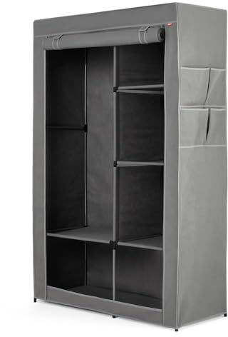 Rayen Armadio Guardaroba con Ripiani, Grigio, Dimensioni: 105 x 161 x 45 cm