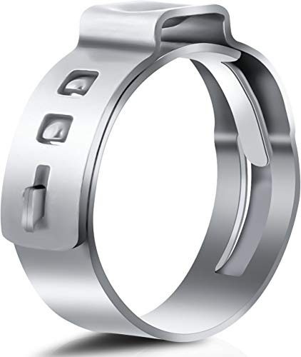 100 PCS 1/2Inch PEX Cinch Clamps Rings, 304 Stainless Steel Single Ear Hose Clamps, Pinch Clamps Ring Crimps Rings for PEX Tubing Pipe Fitting Connections