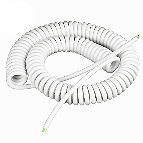 KEPOHK 3-adrig 2-adrig weißer Federdraht Spiralkabel 22AWG 18AWG 15AWG 13AWG 2,5m 5m 7,5m Netzkabel Erweiterbares Kabel Leitungslänge 7,5m 2-adrig 13AWG