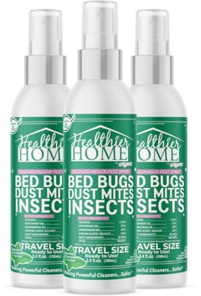 Chomp! Bed Bug Spray, 3 Pack, Travel Size, Natural, Plant Based Bed Bug Killer, Insect & Pest Control for Home and Hotels for Ants, Bed Bugs, Spiders, Dust Mites, Flys, Peppermint Scent, 3.4 Fl Oz