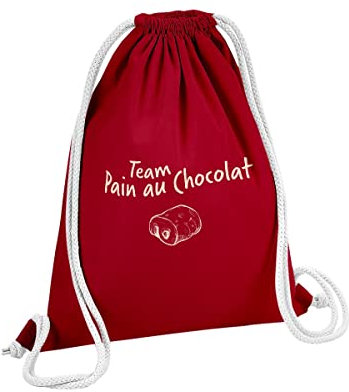 Fabulous Sac de Gym en Coton Rouge Team Pain au Chocolat Humour Blague Paris 12 Litres