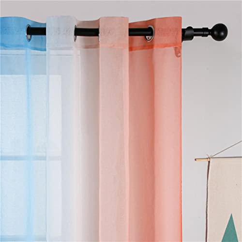 BHADANI Graue gelbe Tüllvorhänge für Wohnzimmer Schlafzimmer Küche Moderner Farbverlauf Mehrfarbige Gardinen Elegante Heimdekoration-Blau-Orange,1 PCS W140XH200,China,Pull Plissee Tape