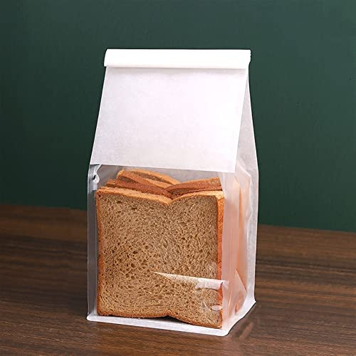 Lot de 10 sacs en papier de qualité alimentaire avec rabat de fermeture, Sac en Papier D'emballage Alimentaire, Sac à Pain avec Fenêtre, Sac en Papier à Pain, Sac Alimentaire en Papier ( Size : 13*10*