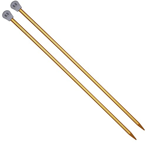 Coopay Stricknadeln aus Aluminium, 6,5 mm Gerade Stricknadeln 35cm Lange Stricknadeln für Anfänger, Professionelle Stricker, Metall Stricknadel für Pullover, Decken, Große Projekte, Stricknadeln 6,5mm | Glatte gerade Aluminiumnadeln, leicht für arthritische Hände, einspitzig, lange Stricknadeln für Anfänger