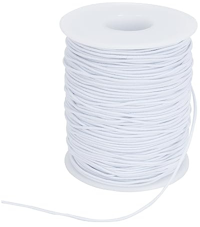 KOSHIFU Elastisches Band für Armbänder 1mm x 100 m Perlenschnur zum Auffädeln Elastische Faden Nylonschnur Gummiband für DIY Handwerk Armbänder Halsketten Handwerk, Weiß