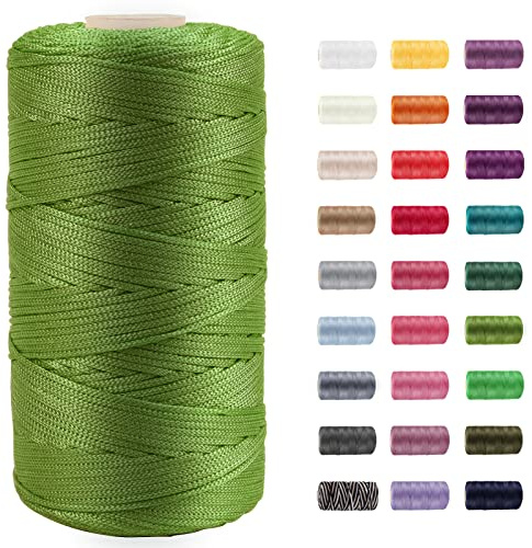 CAMAL Polypropylene Garn 1,5mm x 200m Häkelgarn für Taschen Makramee Garn für Handtasche Häkeln Polypropylene Yarn für Handwerk Wohndekorationen, Platzteller, Umhängetasche (Grün)