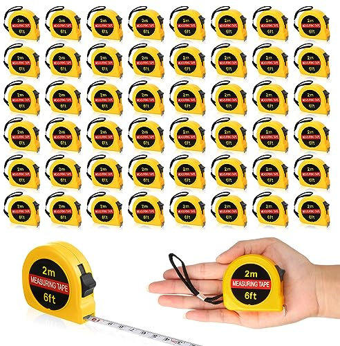 Copkim 50 Pcs 6 FT Mini Tape Measure Retractable Bulk Small Measuring Tape Pocket Size Measurement Tool for Operation Christmas Items Party Favor Gifts Stuffers for Men(Yellow)