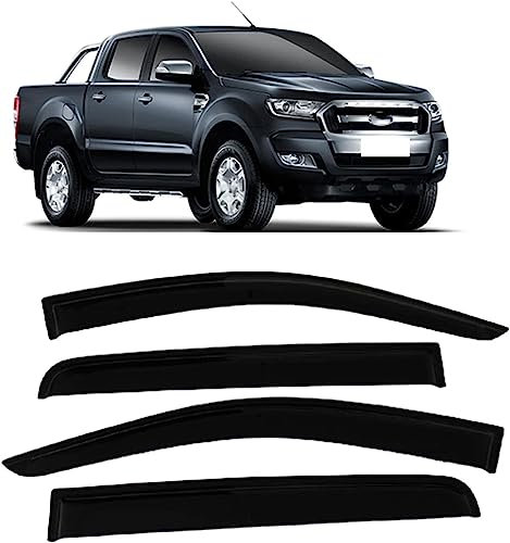 ULMANI 4 Stück Auto Windabweiser Regenabweiser Für Ford Ranger Wildtrak T6 T7 T8 2012-2018 2019 2020 2021,Vorne Hinten Regenschutz Seitenfenster Sonnenschutz Deflektor Zubehör