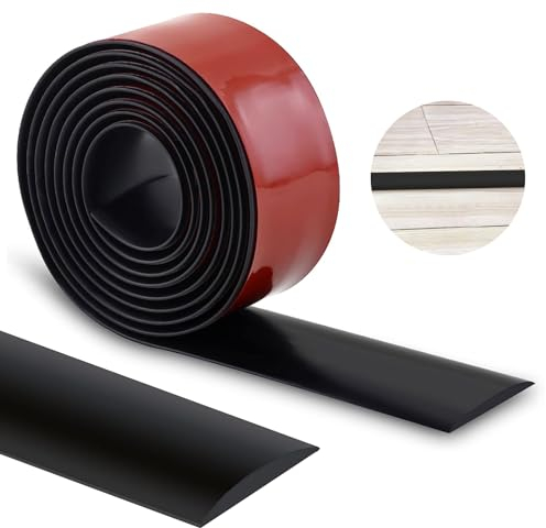 Übergangsprofil Selbstklebend, PVC Übergangsprofil, 4cm x 300cm Übergangsleiste, Übergangsschiene für Teppich Boden (Schwarz, 3m*4cm)