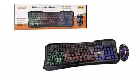 Trade Shop - Clavier souris rétro-éclairé Gaming avec câble USB LED Rgb ergonomique Led-mk1568 -