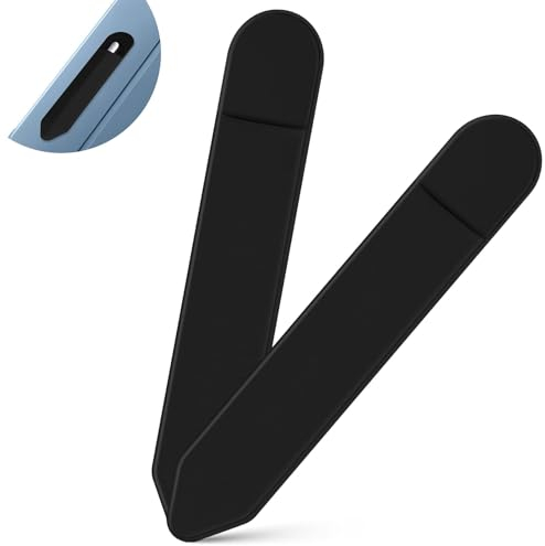 flintronic 2Pcs Removable Self-Adhesive iPencil Holder, Pencil Case Sticker, Pencil Sleeve Holder Compatible with the Apple Pencil 2nd & 1st Generation, Elastic Pencil Pouch for Stylus Pens (Black)