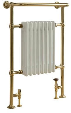MILANO Brushed Brass Heated Towel Rail Overhanging Rail 963 x 673mm