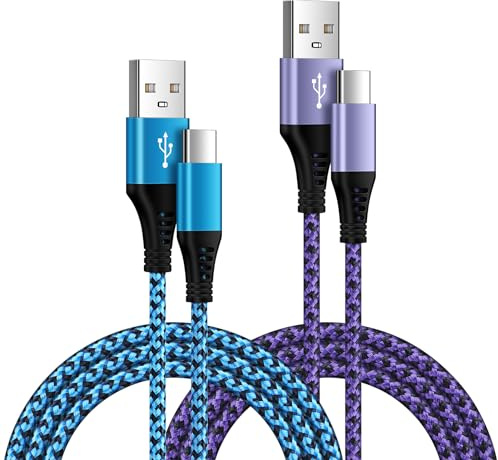 USB C Kabel Handy Ladekabel,[0.9M+1.8M] USB auf USB C Kabel Nylon USB C Schnellladekabel Datenkabel für Samsung Galaxy A55/A15/A54 5G/A34/A35/A53/S24/S23/S21/S10/S9/Z Flip 5/6,Huawei,iPhone 15