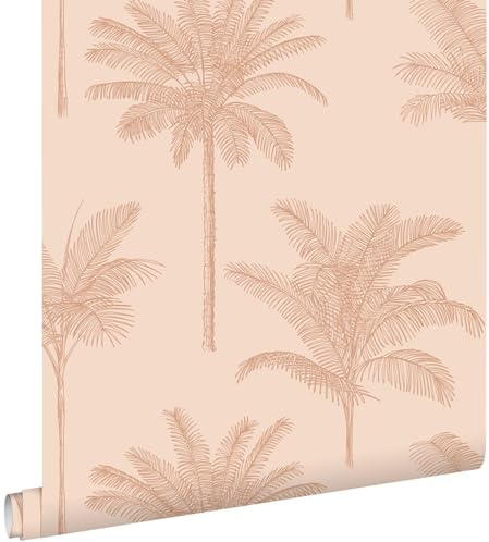 papier peint palmiers rose terracotta 53 cm x 10.05 m - ESTAhome