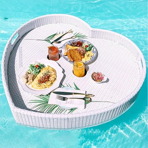 Dfdieratve Floating Drink Holder Black Floating Refreshment Table Tray, Portable Floating Pool Tray for Swimming Pool Accessories Hot Tub Beach and Party Decor,White