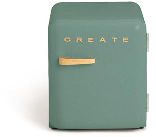 CREATE / RETRO FRIDGE 50 WOOD/Frigorífico verde sage maneta madera / 85W. minibar. un estante. diseño retro. 50 cm. dos repisas. capacidad de 48L. bajo consumo. 50x44x49.8 cm