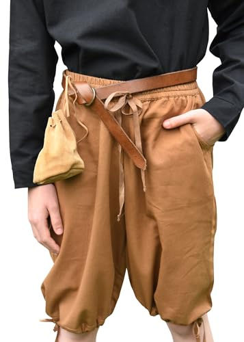 Battle-Merchant - Knickerbocker médiéval Jonte pour enfants – Pantalon genoux pour enfants – Pantalon Viking – Pantalon de pirate – Short court, Beige marron, 146
