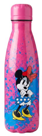 Disney Minnie Mouse Bouteille Réutilisable, Bouteille D'eau Design en Acier Inoxydable pour Filles, Bouteille de Voyage, Capacité 500 ml | Fuchsia