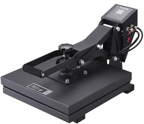 VEVOR Svart värmepress 380 x 380 mm textil sublimeringsmaskin 1 200 W snabb uppvärmning digital och industriell sublimering överföring värmepress för T-shirt, väska, kudde