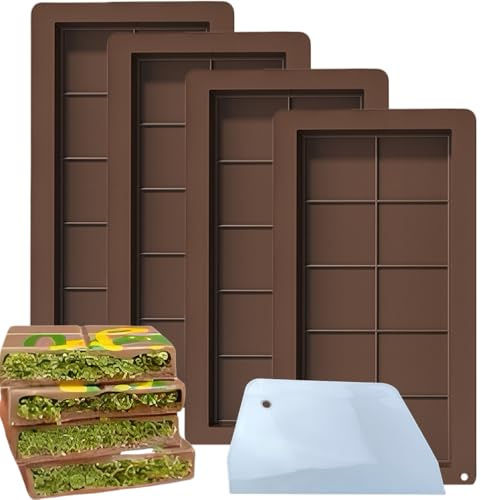 LAIZIHUI 4 Piezas Molde Chocolate Dubai, Molde Turron, Molde Turron Silicona. Molde Silicona Chocolate Sin BPA +1 Rascador. (4 Piezas)