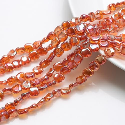 Pack of 40 Specially Shaped Glass Beads, Mini Beads, Crystal Glass Beads with Hole, Craft Beads, Multicoloured Gemstone Beads for Threading for Jewellery Making, DIY Crafts, Light Burgundy Red