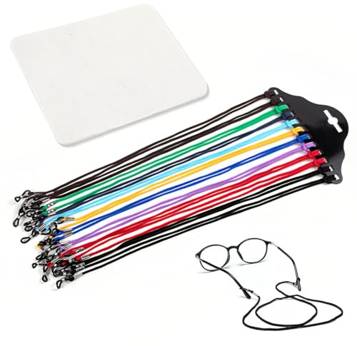CATOR Lanière pour lunettes, 12 pièces, cordon de lunettes, chaîne de lunettes pour femme, homme, lacets pour lunettes, lacets, lunettes de soleil pour activités sportives en plein air