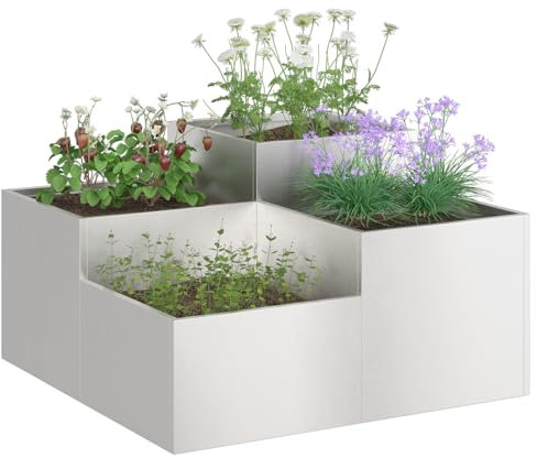 vidaXL Gartenblumentopf Silber 80 x 80 x 48 cm Edelstahl, Garten und Terrasse, Rechteckige Pflanzer, Metall, Außendekor, Zeitgenössisches Pflanzzubehör