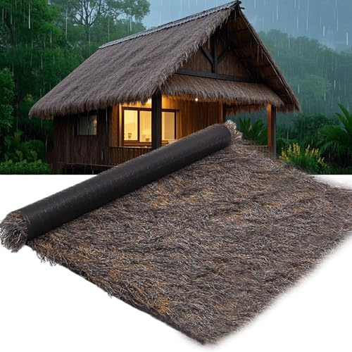 Techo De Paja Artificial Rollo Para Bar Tiki,Techo De Paja Sintetica Para,Palma Artificial Ignífuga,Impermeable Y De Fácil Instalación,Para Cobertizos,Piscinas,Jardín Decor(Size:0.5*20m(1.6*65.6ft))