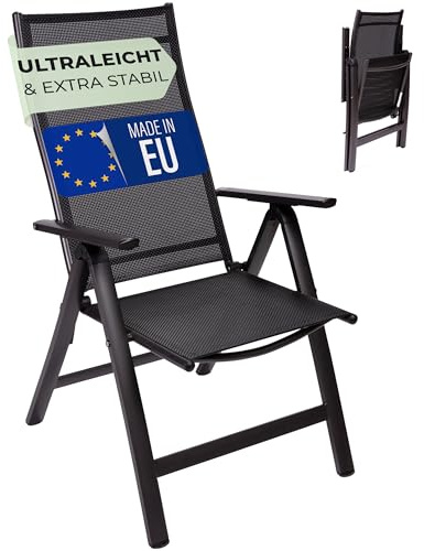 Homeoutfit24 London Gartenstühle, 8er Set | Made in Europe, Balkonstuhl klappbar, Hochlehner Gartenstuhl, Esszimmerstuhl, Balkon und Terrasse, verstellbar, Campingstühle