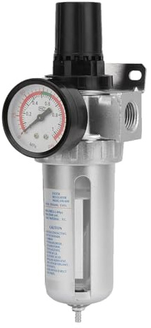 CHEOTIME Air Pressure Regulator, BSP 1/2in Air Compressor Moisture Water Trap Filter Regulator with Mount Connection with Adjustable Pressure Control Knob, Air Filter Regulator 0-150 PSI
